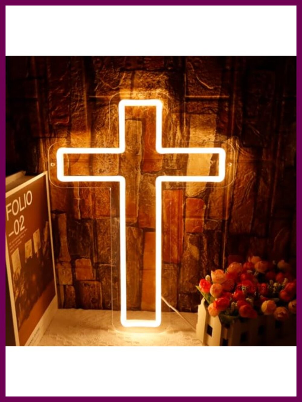 Neon Cross Sign Acrylic Led Wall Decor Christ Jesus Religious Light